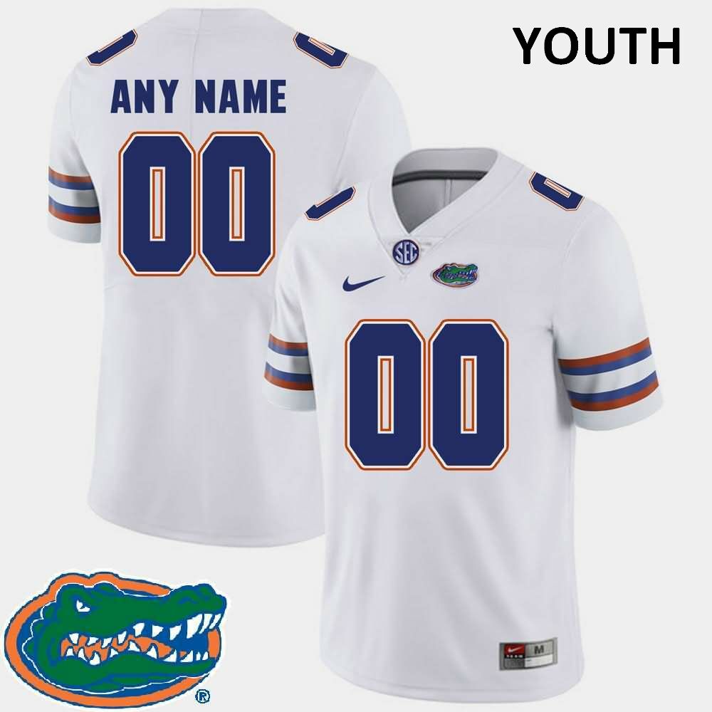 Youth NCAA Florida Gators Customize #00 Stitched Authentic Nike White 2018 SEC College Football Jersey KCB1265YG